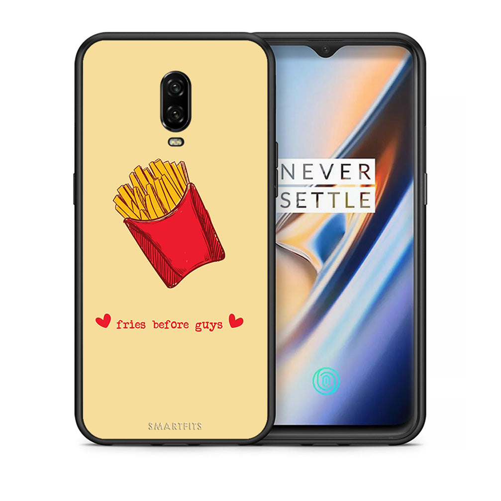 Θήκη Αγίου Βαλεντίνου OnePlus 6T Fries Before Guys από τη Smartfits με σχέδιο στο πίσω μέρος και μαύρο περίβλημα | OnePlus 6T Fries Before Guys case with colorful back and black bezels