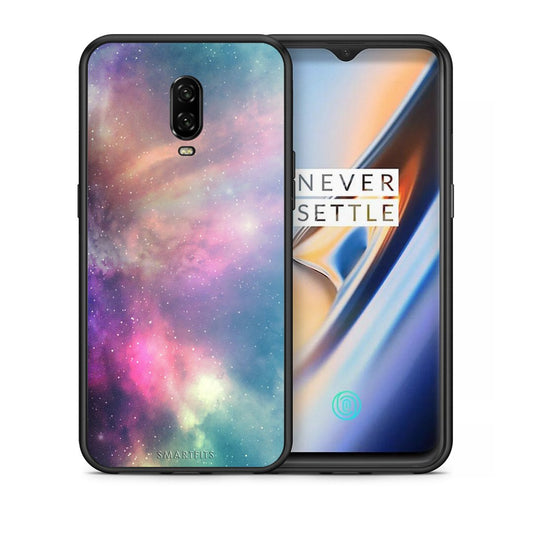 Θήκη OnePlus 6T Rainbow Galaxy από τη Smartfits με σχέδιο στο πίσω μέρος και μαύρο περίβλημα | OnePlus 6T Rainbow Galaxy case with colorful back and black bezels