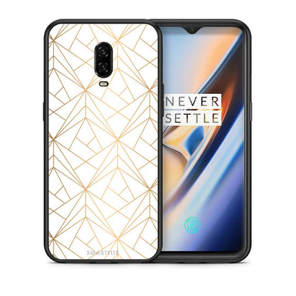 Θήκη OnePlus 6T Luxury White Geometric από τη Smartfits με σχέδιο στο πίσω μέρος και μαύρο περίβλημα | OnePlus 6T Luxury White Geometric case with colorful back and black bezels