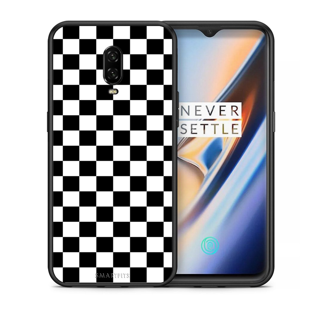 Θήκη OnePlus 6T Squares Geometric από τη Smartfits με σχέδιο στο πίσω μέρος και μαύρο περίβλημα | OnePlus 6T Squares Geometric case with colorful back and black bezels