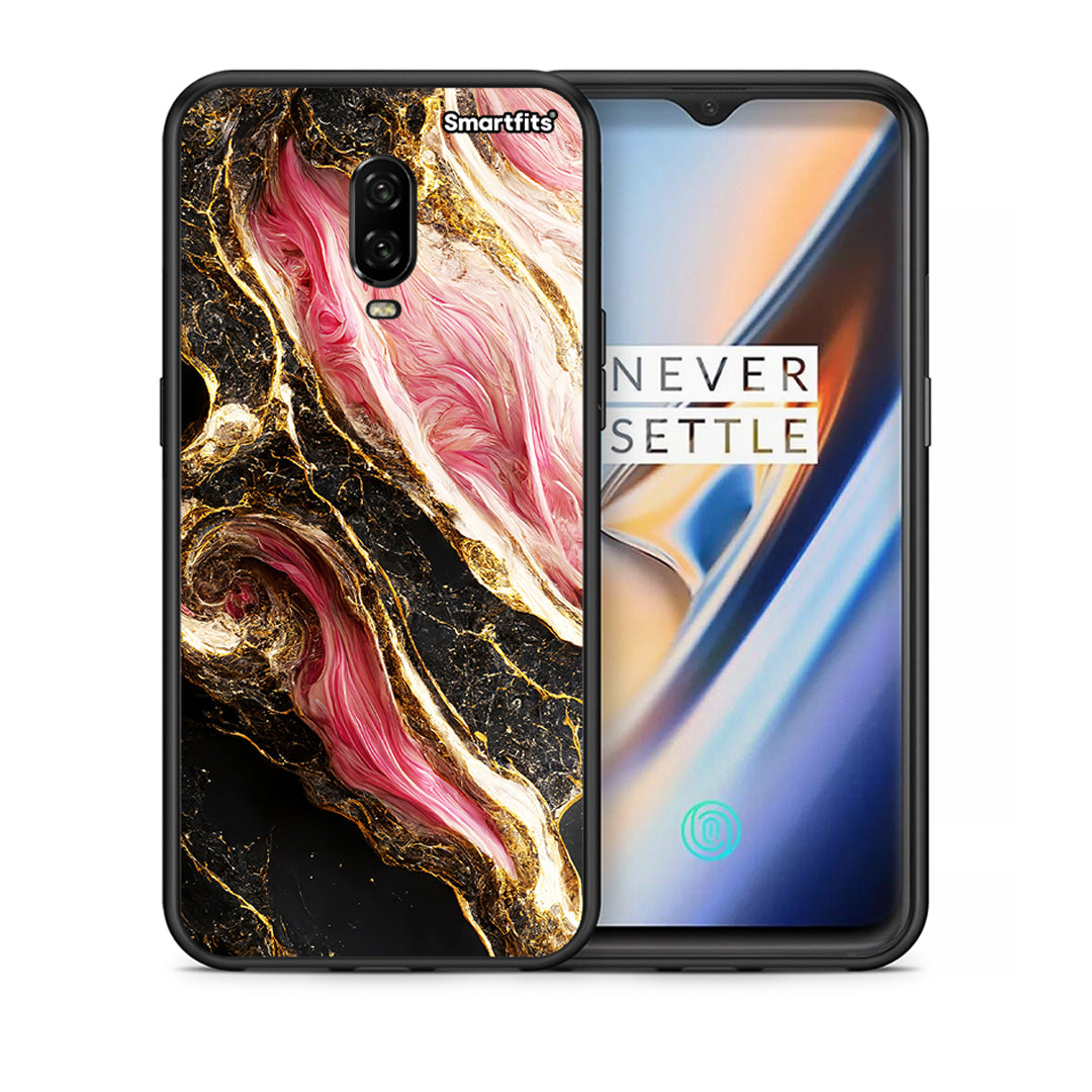 Θήκη OnePlus 6T Glamorous Pink Marble από τη Smartfits με σχέδιο στο πίσω μέρος και μαύρο περίβλημα | OnePlus 6T Glamorous Pink Marble case with colorful back and black bezels