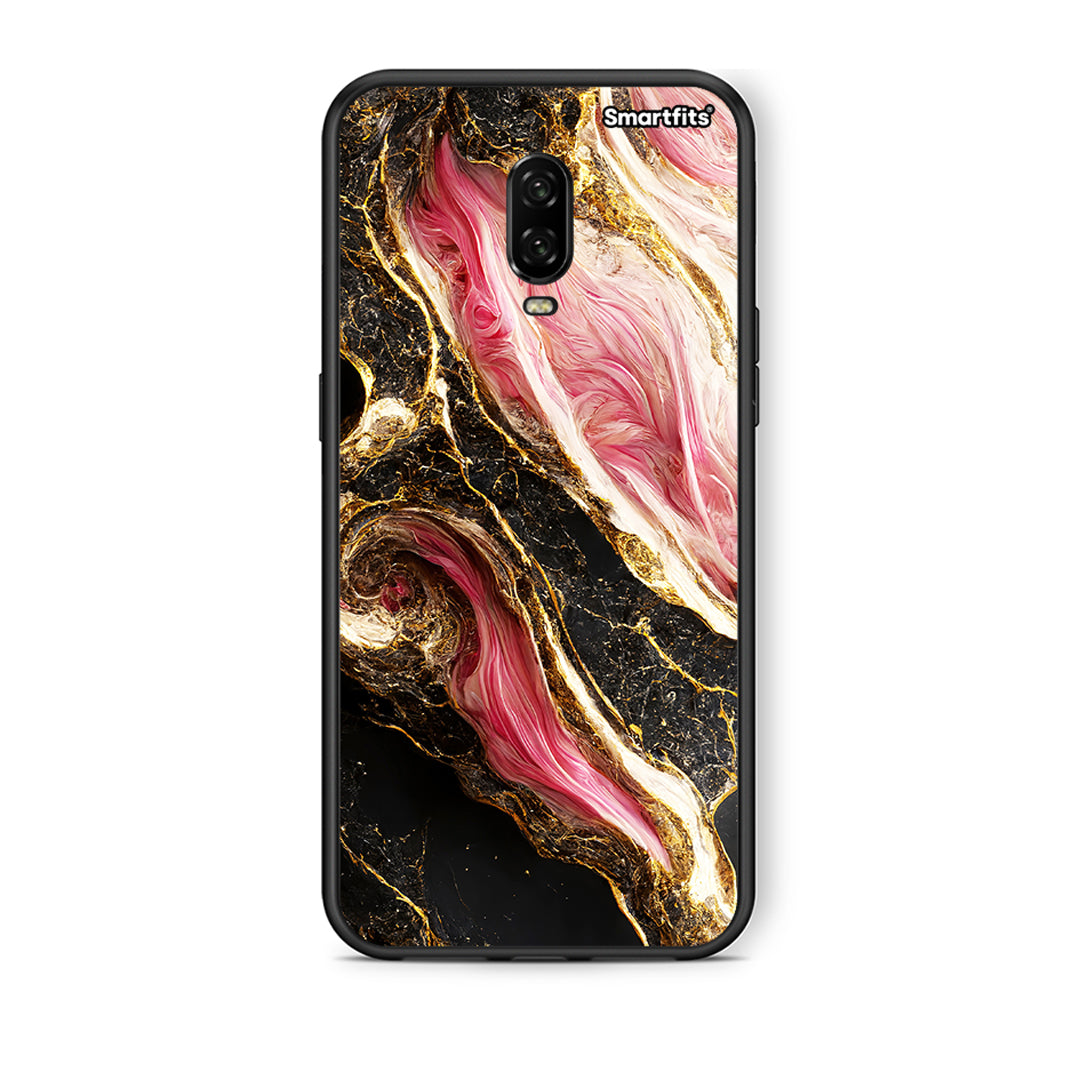 OnePlus 6T Glamorous Pink Marble θήκη από τη Smartfits με σχέδιο στο πίσω μέρος και μαύρο περίβλημα | Smartphone case with colorful back and black bezels by Smartfits