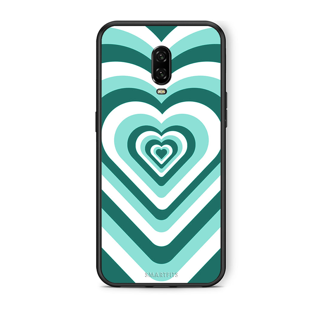 OnePlus 6T Green Hearts θήκη από τη Smartfits με σχέδιο στο πίσω μέρος και μαύρο περίβλημα | Smartphone case with colorful back and black bezels by Smartfits