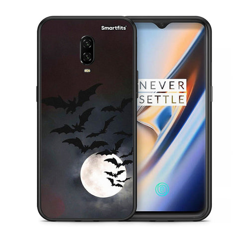 Θήκη OnePlus 6 Halloween Bat Night από τη Smartfits με σχέδιο στο πίσω μέρος και μαύρο περίβλημα | OnePlus 6 Halloween Bat Night case with colorful back and black bezels
