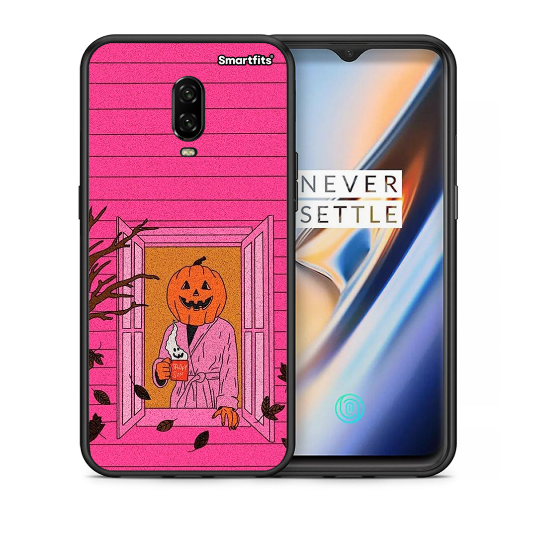 Θήκη OnePlus 6T Halloween Pumpkin Lady από τη Smartfits με σχέδιο στο πίσω μέρος και μαύρο περίβλημα | OnePlus 6T Halloween Pumpkin Lady case with colorful back and black bezels