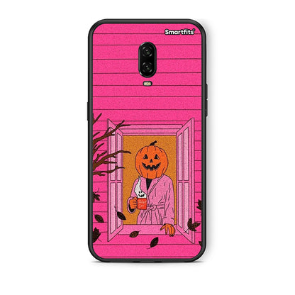 OnePlus 6T Halloween Pumpkin Lady Θήκη από τη Smartfits με σχέδιο στο πίσω μέρος και μαύρο περίβλημα | Smartphone case with colorful back and black bezels by Smartfits