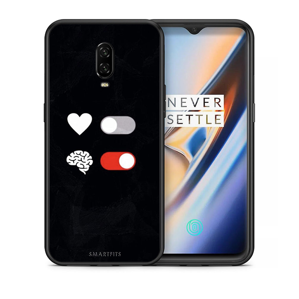 Θήκη Αγίου Βαλεντίνου OnePlus 6T Heart Vs Brain από τη Smartfits με σχέδιο στο πίσω μέρος και μαύρο περίβλημα | OnePlus 6T Heart Vs Brain case with colorful back and black bezels