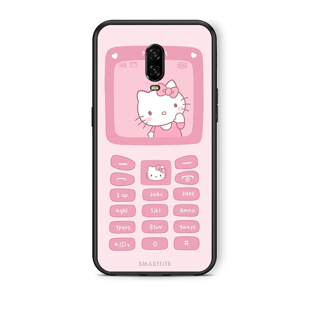 OnePlus 6T Hello Kitten Θήκη Αγίου Βαλεντίνου από τη Smartfits με σχέδιο στο πίσω μέρος και μαύρο περίβλημα | Smartphone case with colorful back and black bezels by Smartfits