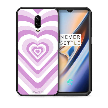 Θήκη OnePlus 6T Lilac Hearts από τη Smartfits με σχέδιο στο πίσω μέρος και μαύρο περίβλημα | OnePlus 6T Lilac Hearts case with colorful back and black bezels