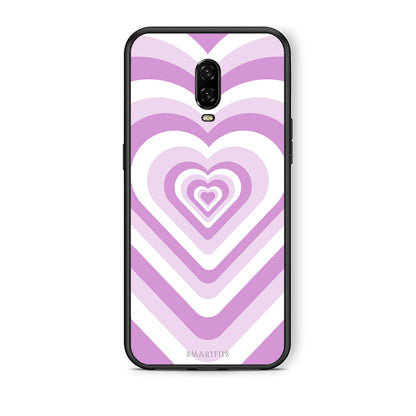 OnePlus 6T Lilac Hearts θήκη από τη Smartfits με σχέδιο στο πίσω μέρος και μαύρο περίβλημα | Smartphone case with colorful back and black bezels by Smartfits