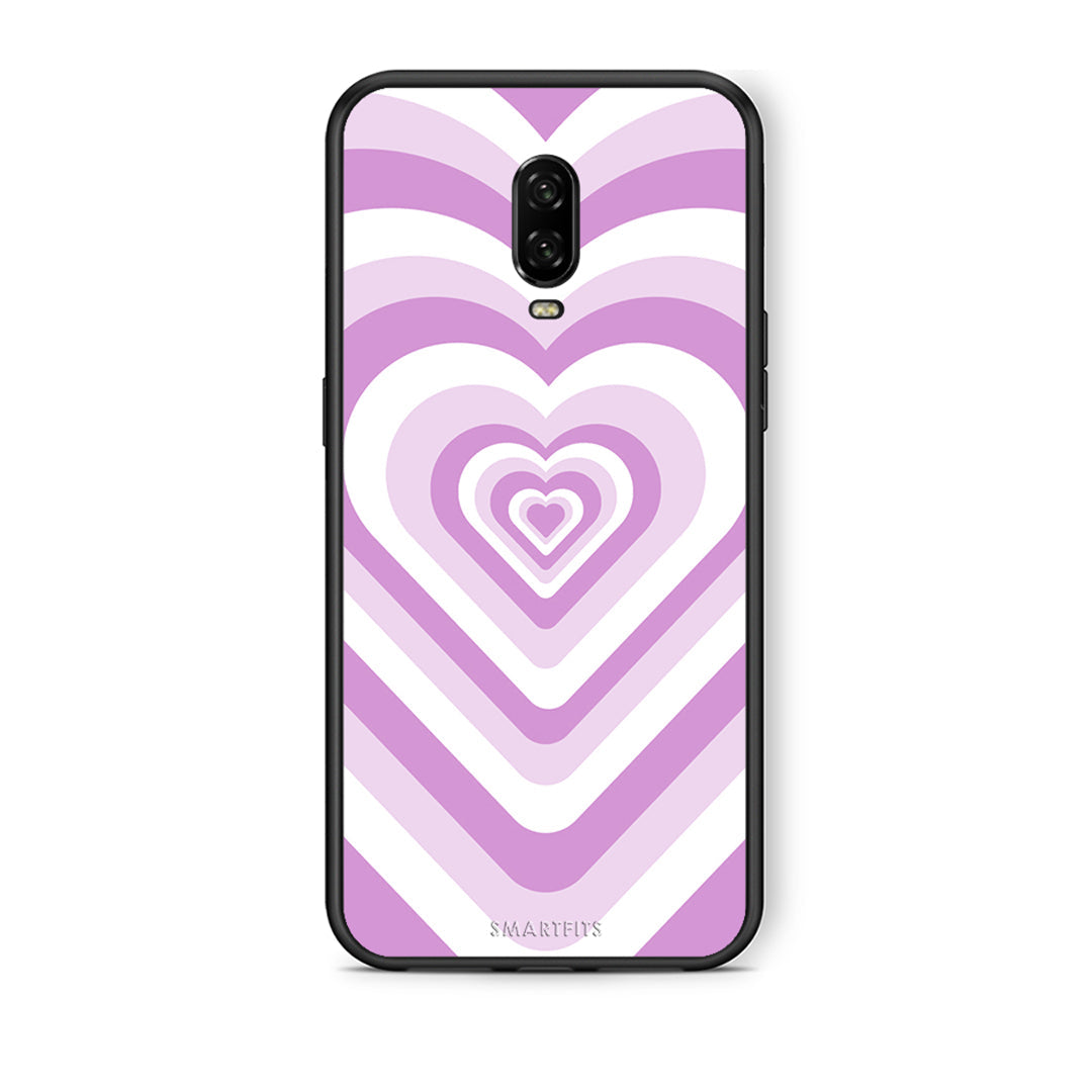 OnePlus 6T Lilac Hearts θήκη από τη Smartfits με σχέδιο στο πίσω μέρος και μαύρο περίβλημα | Smartphone case with colorful back and black bezels by Smartfits