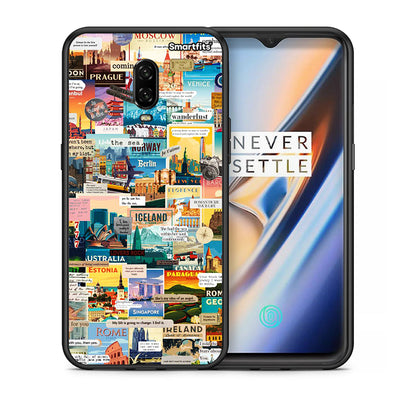Θήκη OnePlus 6T Live To Travel από τη Smartfits με σχέδιο στο πίσω μέρος και μαύρο περίβλημα | OnePlus 6T Live To Travel case with colorful back and black bezels
