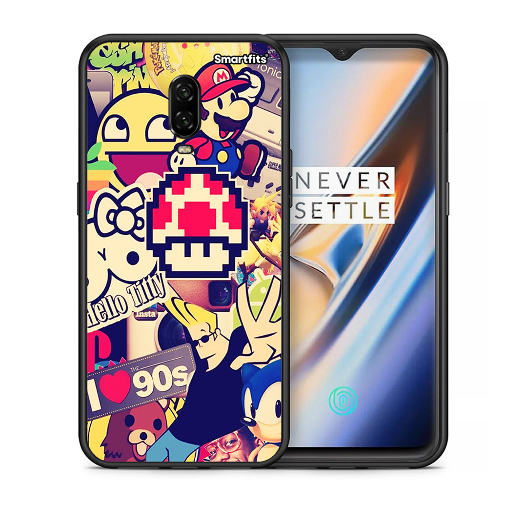Θήκη OnePlus 6T Love The 90s από τη Smartfits με σχέδιο στο πίσω μέρος και μαύρο περίβλημα | OnePlus 6T Love The 90s case with colorful back and black bezels