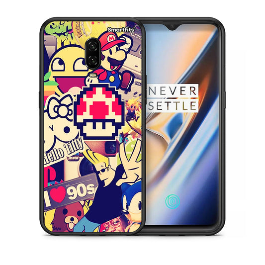 Θήκη OnePlus 6T Love The 90s από τη Smartfits με σχέδιο στο πίσω μέρος και μαύρο περίβλημα | OnePlus 6T Love The 90s case with colorful back and black bezels