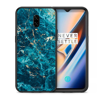 Θήκη OnePlus 6T Marble Blue από τη Smartfits με σχέδιο στο πίσω μέρος και μαύρο περίβλημα | OnePlus 6T Marble Blue case with colorful back and black bezels