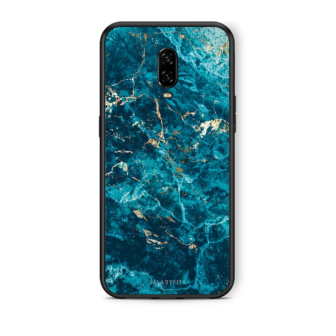 OnePlus 6T Marble Blue θήκη από τη Smartfits με σχέδιο στο πίσω μέρος και μαύρο περίβλημα | Smartphone case with colorful back and black bezels by Smartfits