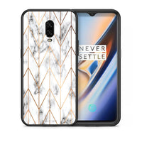 Thumbnail for Θήκη OnePlus 6T Gold Geometric Marble από τη Smartfits με σχέδιο στο πίσω μέρος και μαύρο περίβλημα | OnePlus 6T Gold Geometric Marble case with colorful back and black bezels