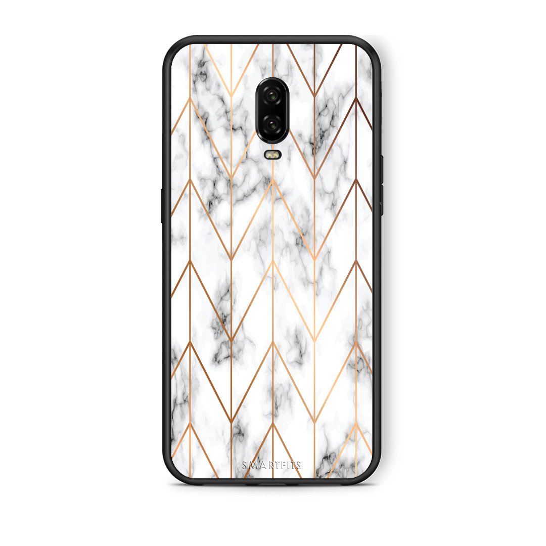 44 - OnePlus 6T Gold Geometric Marble case, cover, bumper