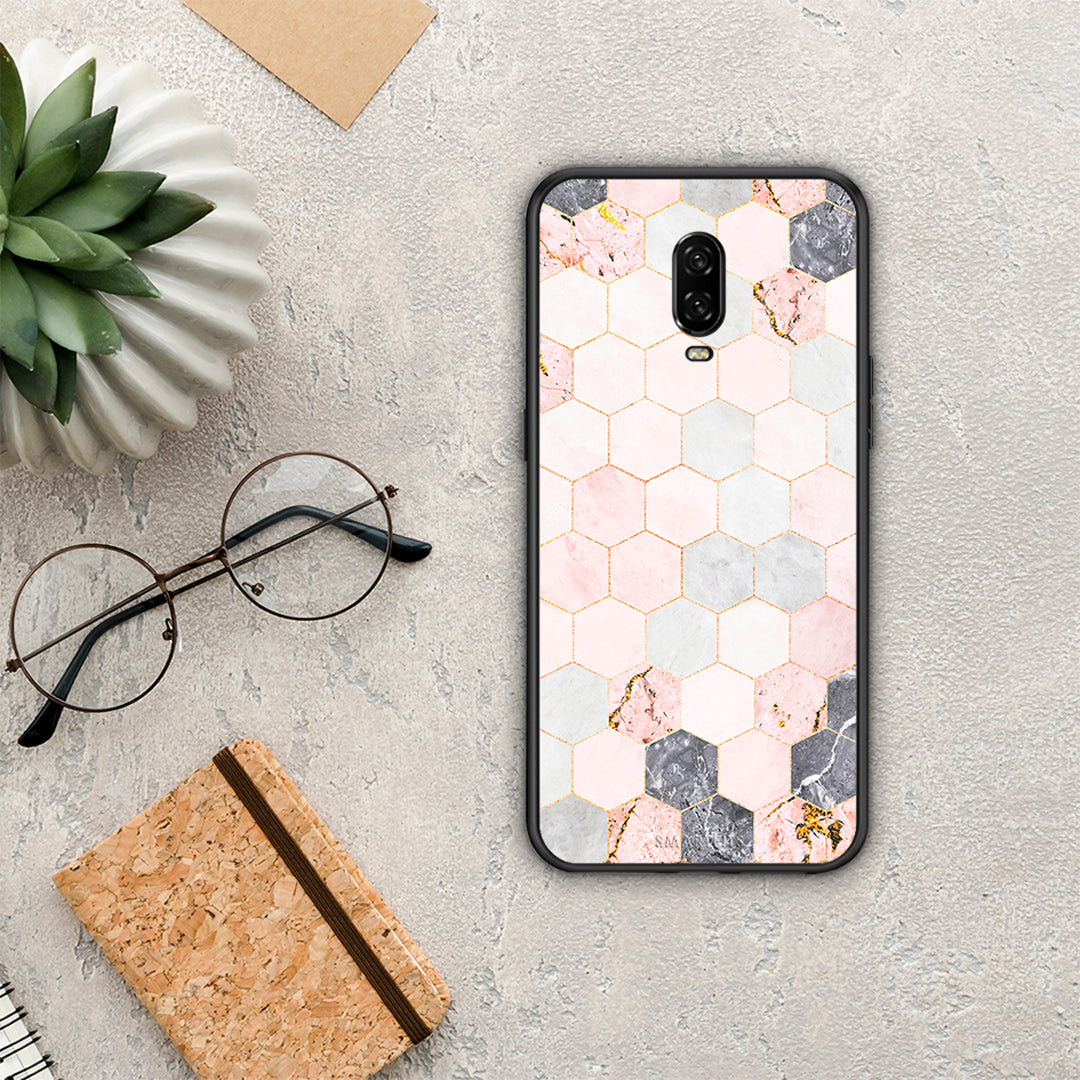 Marble Hexagon Pink - OnePlus 6T θήκη