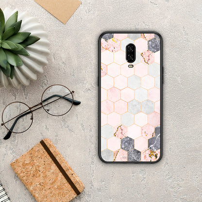Marble Hexagon Pink - OnePlus 6T θήκη