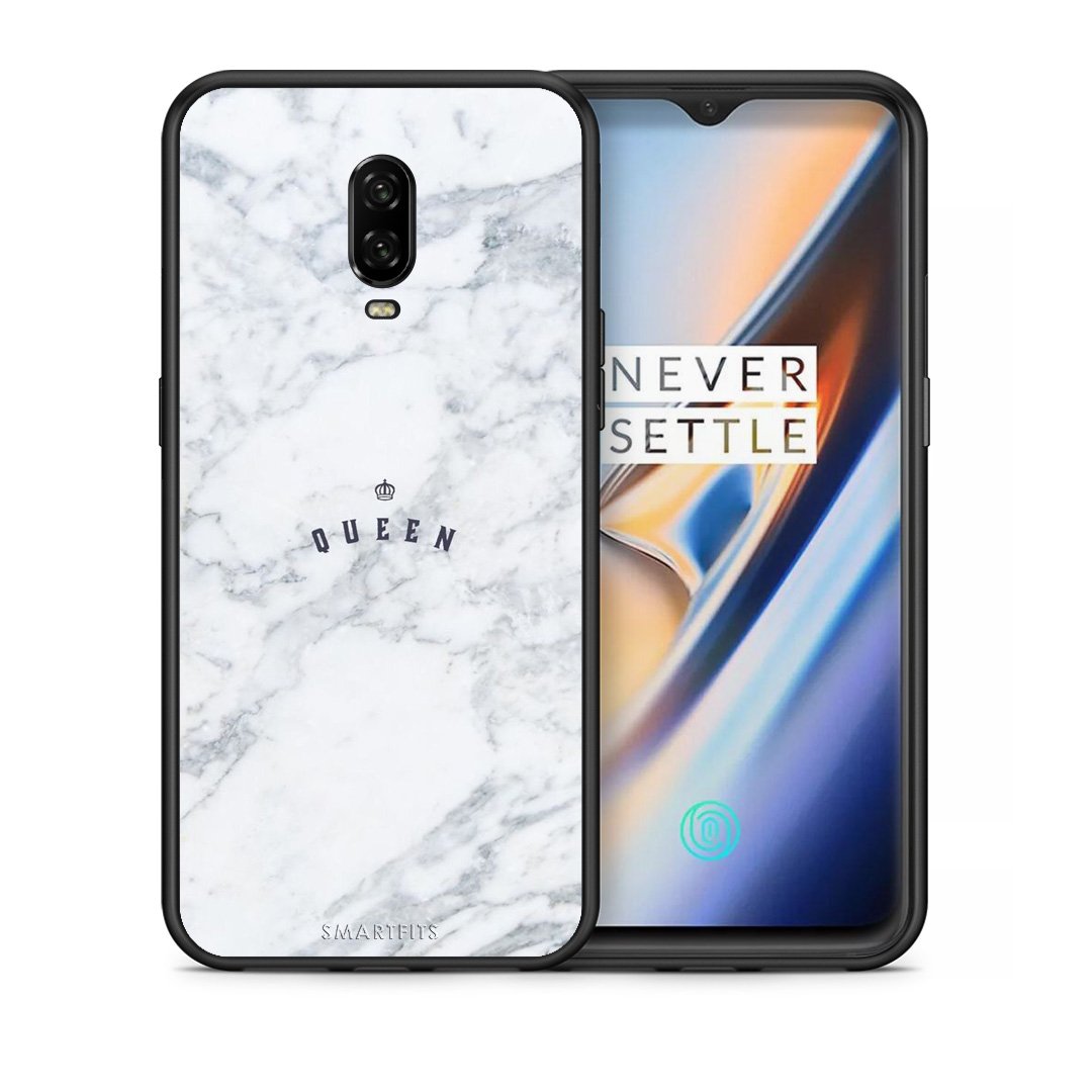 Θήκη OnePlus 6T Queen Marble από τη Smartfits με σχέδιο στο πίσω μέρος και μαύρο περίβλημα | OnePlus 6T Queen Marble case with colorful back and black bezels