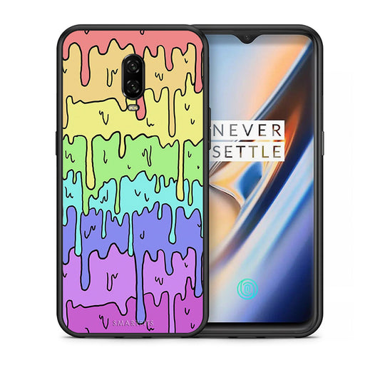 Θήκη OnePlus 6T Melting Rainbow από τη Smartfits με σχέδιο στο πίσω μέρος και μαύρο περίβλημα | OnePlus 6T Melting Rainbow case with colorful back and black bezels