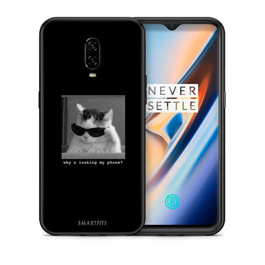 Θήκη OnePlus 6T Meme Cat από τη Smartfits με σχέδιο στο πίσω μέρος και μαύρο περίβλημα | OnePlus 6T Meme Cat case with colorful back and black bezels