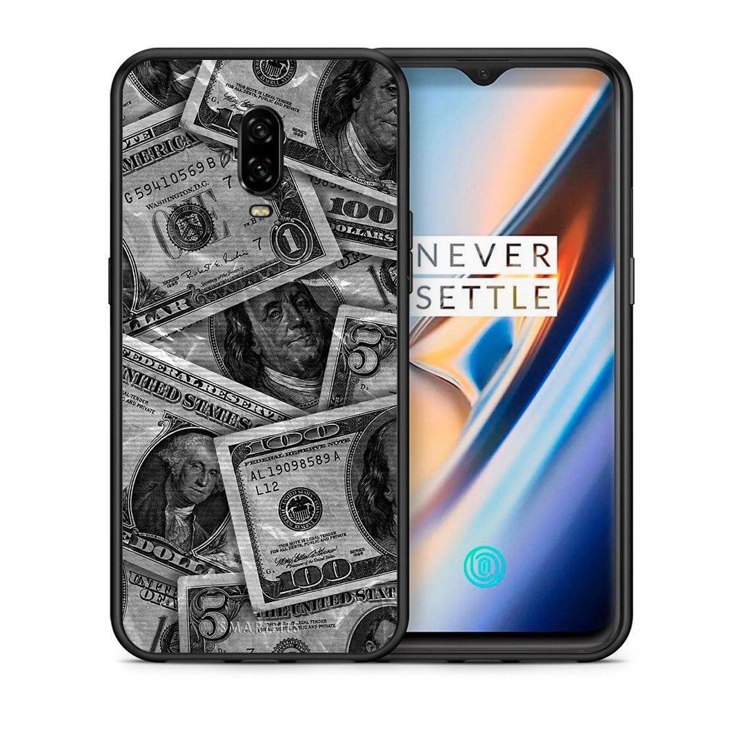 Θήκη OnePlus 6T Money Dollars από τη Smartfits με σχέδιο στο πίσω μέρος και μαύρο περίβλημα | OnePlus 6T Money Dollars case with colorful back and black bezels