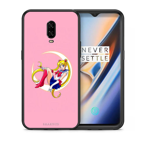 Θήκη OnePlus 6T Moon Girl από τη Smartfits με σχέδιο στο πίσω μέρος και μαύρο περίβλημα | OnePlus 6T Moon Girl case with colorful back and black bezels