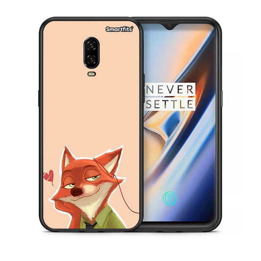 Θήκη OnePlus 6T Nick Wilde And Judy Hopps Love 1 από τη Smartfits με σχέδιο στο πίσω μέρος και μαύρο περίβλημα | OnePlus 6T Nick Wilde And Judy Hopps Love 1 case with colorful back and black bezels