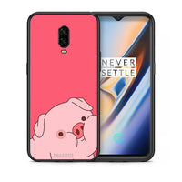 Thumbnail for Θήκη Αγίου Βαλεντίνου OnePlus 6T Pig Love 1 από τη Smartfits με σχέδιο στο πίσω μέρος και μαύρο περίβλημα | OnePlus 6T Pig Love 1 case with colorful back and black bezels