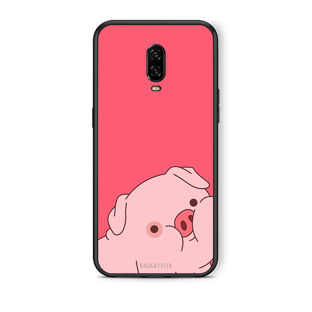 OnePlus 6T Pig Love 1 Θήκη Αγίου Βαλεντίνου από τη Smartfits με σχέδιο στο πίσω μέρος και μαύρο περίβλημα | Smartphone case with colorful back and black bezels by Smartfits