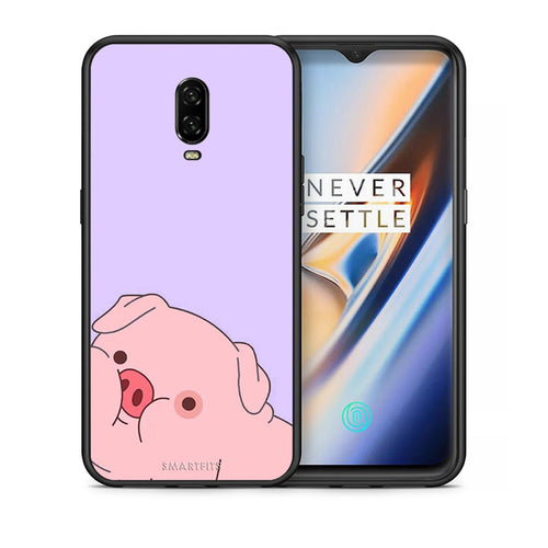 Θήκη Αγίου Βαλεντίνου OnePlus 6T Pig Love 2 από τη Smartfits με σχέδιο στο πίσω μέρος και μαύρο περίβλημα | OnePlus 6T Pig Love 2 case with colorful back and black bezels
