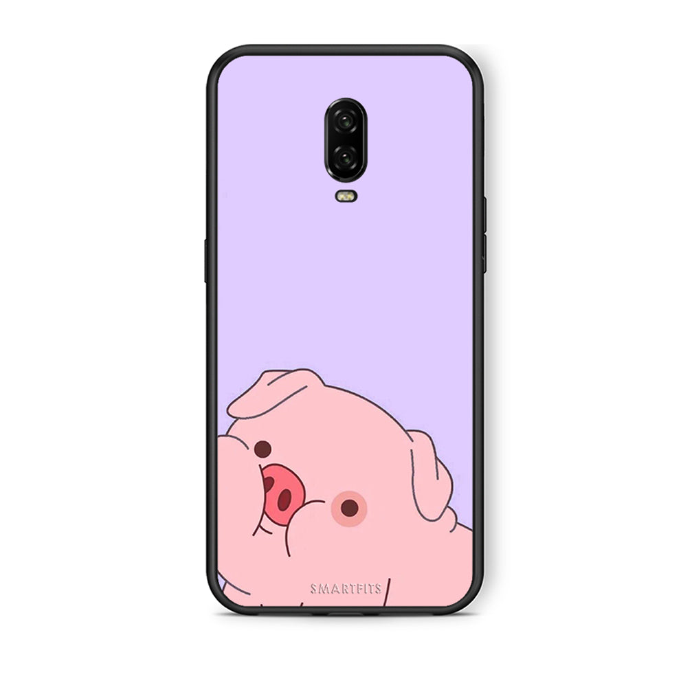 OnePlus 6T Pig Love 2 Θήκη Αγίου Βαλεντίνου από τη Smartfits με σχέδιο στο πίσω μέρος και μαύρο περίβλημα | Smartphone case with colorful back and black bezels by Smartfits