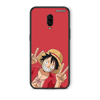 OnePlus 6 Pirate Luffy θήκη από τη Smartfits με σχέδιο στο πίσω μέρος και μαύρο περίβλημα | Smartphone case with colorful back and black bezels by Smartfits