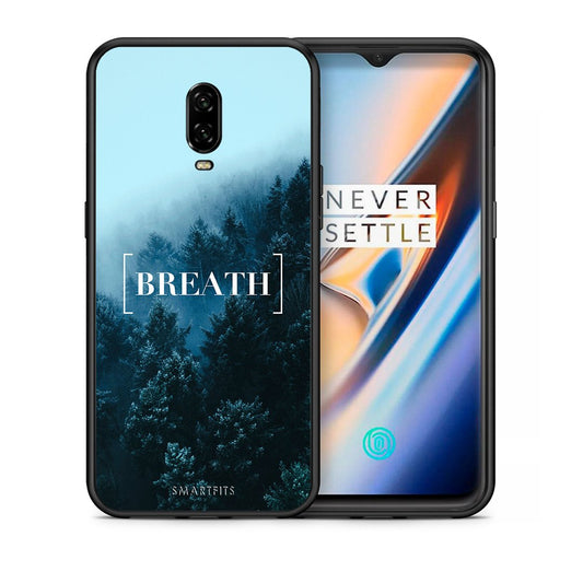 Θήκη OnePlus 6T Breath Quote από τη Smartfits με σχέδιο στο πίσω μέρος και μαύρο περίβλημα | OnePlus 6T Breath Quote case with colorful back and black bezels