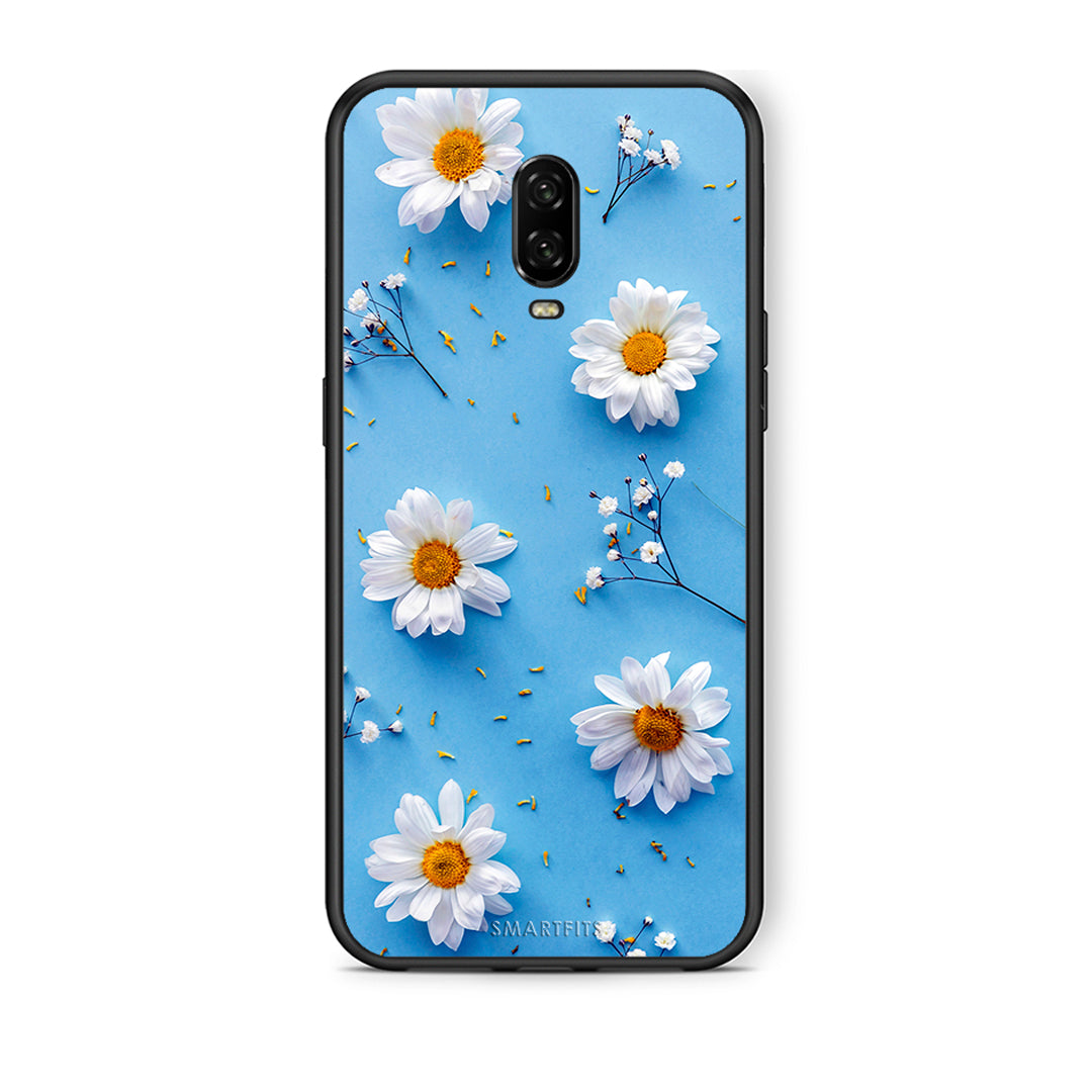 OnePlus 6T Real Daisies θήκη από τη Smartfits με σχέδιο στο πίσω μέρος και μαύρο περίβλημα | Smartphone case with colorful back and black bezels by Smartfits
