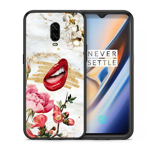 Θήκη OnePlus 6T Red Lips από τη Smartfits με σχέδιο στο πίσω μέρος και μαύρο περίβλημα | OnePlus 6T Red Lips case with colorful back and black bezels