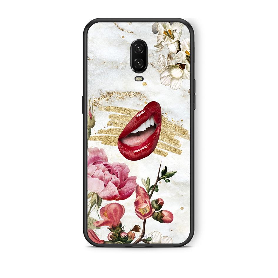 OnePlus 6T Red Lips θήκη από τη Smartfits με σχέδιο στο πίσω μέρος και μαύρο περίβλημα | Smartphone case with colorful back and black bezels by Smartfits