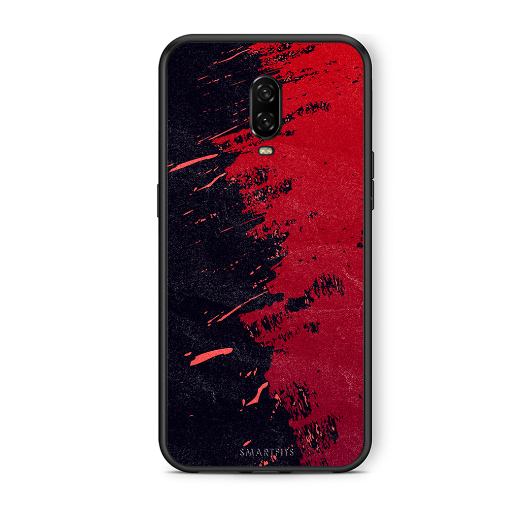 OnePlus 6T Red Paint Θήκη Αγίου Βαλεντίνου από τη Smartfits με σχέδιο στο πίσω μέρος και μαύρο περίβλημα | Smartphone case with colorful back and black bezels by Smartfits