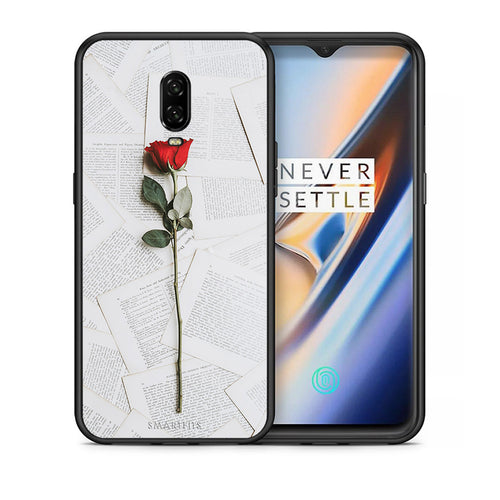 Θήκη OnePlus 6T Red Rose από τη Smartfits με σχέδιο στο πίσω μέρος και μαύρο περίβλημα | OnePlus 6T Red Rose case with colorful back and black bezels