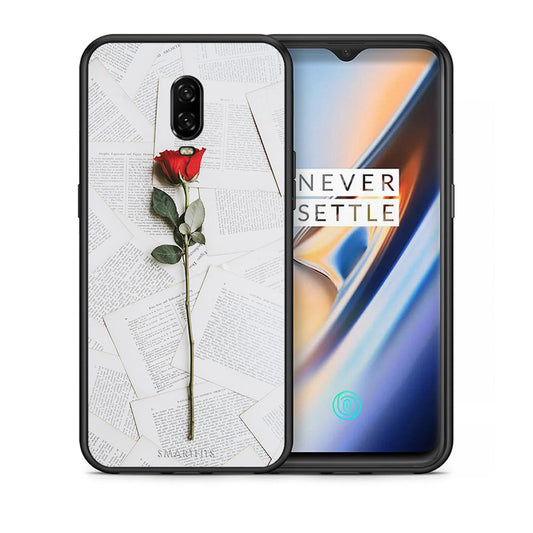 Θήκη OnePlus 6T Red Rose από τη Smartfits με σχέδιο στο πίσω μέρος και μαύρο περίβλημα | OnePlus 6T Red Rose case with colorful back and black bezels