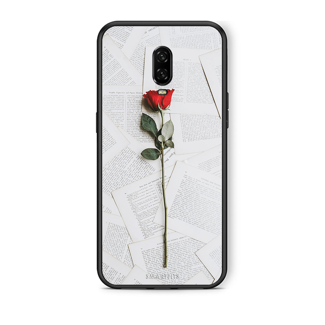 OnePlus 6T Red Rose θήκη από τη Smartfits με σχέδιο στο πίσω μέρος και μαύρο περίβλημα | Smartphone case with colorful back and black bezels by Smartfits