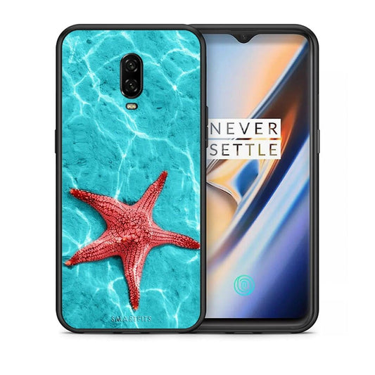 Θήκη OnePlus 6T Red Starfish από τη Smartfits με σχέδιο στο πίσω μέρος και μαύρο περίβλημα | OnePlus 6T Red Starfish case with colorful back and black bezels