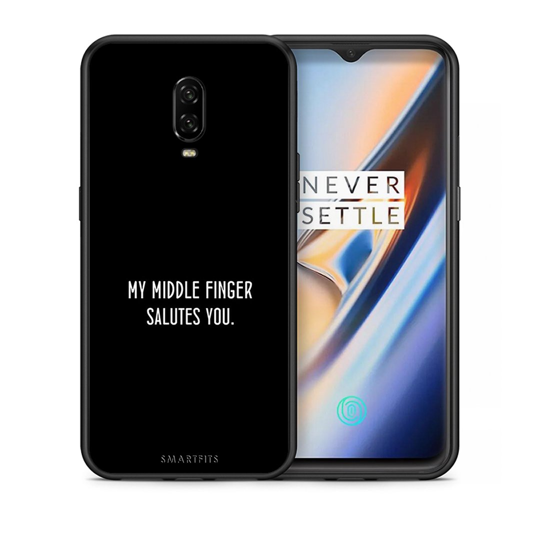 Θήκη OnePlus 6T Salute από τη Smartfits με σχέδιο στο πίσω μέρος και μαύρο περίβλημα | OnePlus 6T Salute case with colorful back and black bezels