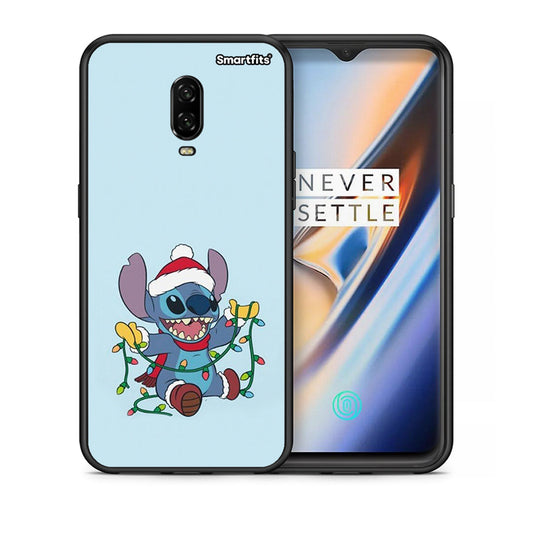 Θήκη OnePlus 6T Santa Stich από τη Smartfits με σχέδιο στο πίσω μέρος και μαύρο περίβλημα | OnePlus 6T Santa Stich case with colorful back and black bezels