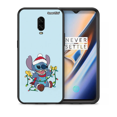 Θήκη OnePlus 6 Santa Stich από τη Smartfits με σχέδιο στο πίσω μέρος και μαύρο περίβλημα | OnePlus 6 Santa Stich case with colorful back and black bezels