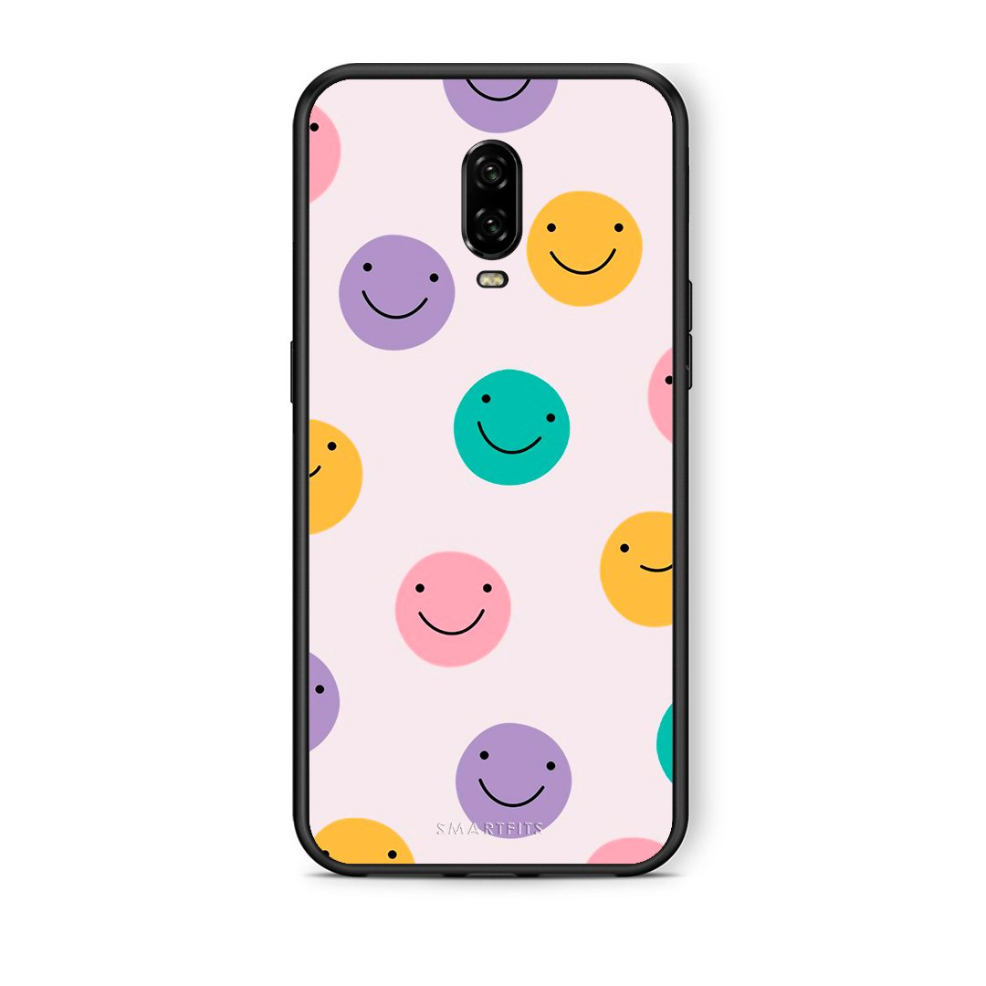 OnePlus 6T Smiley Faces θήκη από τη Smartfits με σχέδιο στο πίσω μέρος και μαύρο περίβλημα | Smartphone case with colorful back and black bezels by Smartfits