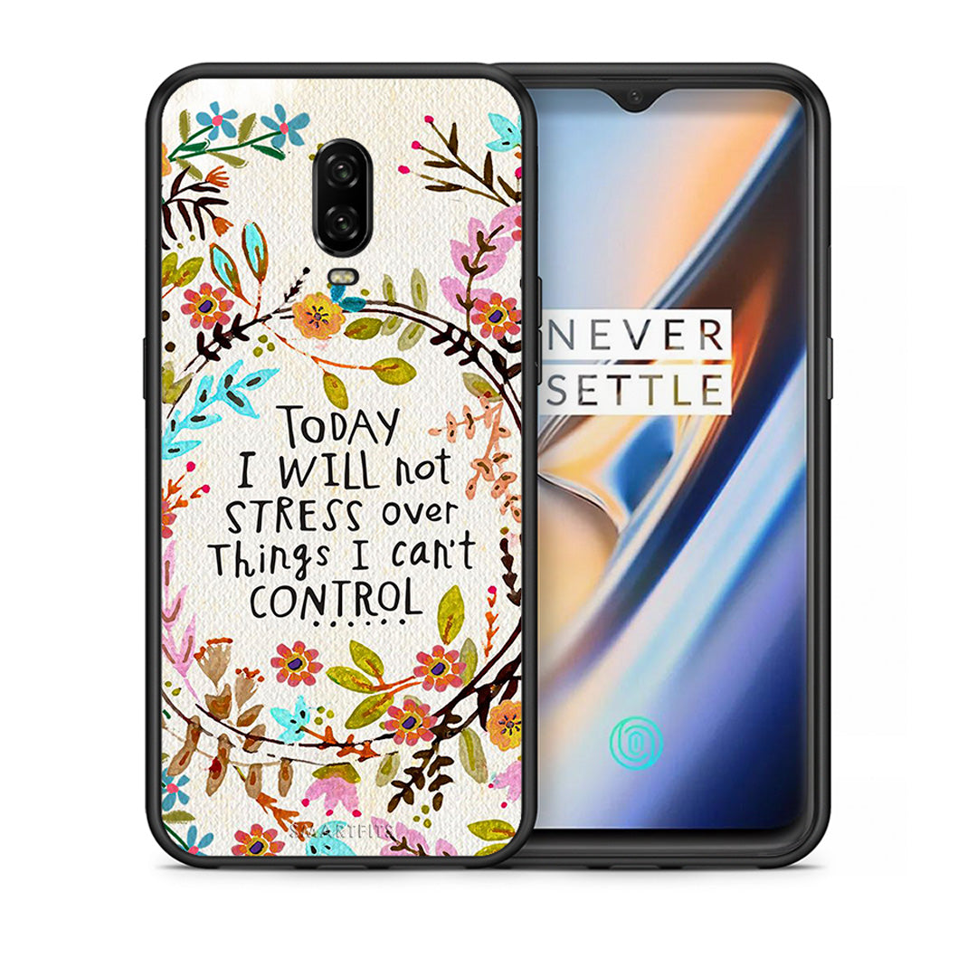 Θήκη OnePlus 6T Stress Over από τη Smartfits με σχέδιο στο πίσω μέρος και μαύρο περίβλημα | OnePlus 6T Stress Over case with colorful back and black bezels