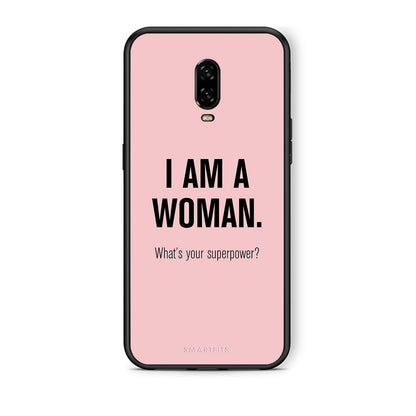 OnePlus 6T Superpower Woman θήκη από τη Smartfits με σχέδιο στο πίσω μέρος και μαύρο περίβλημα | Smartphone case with colorful back and black bezels by Smartfits